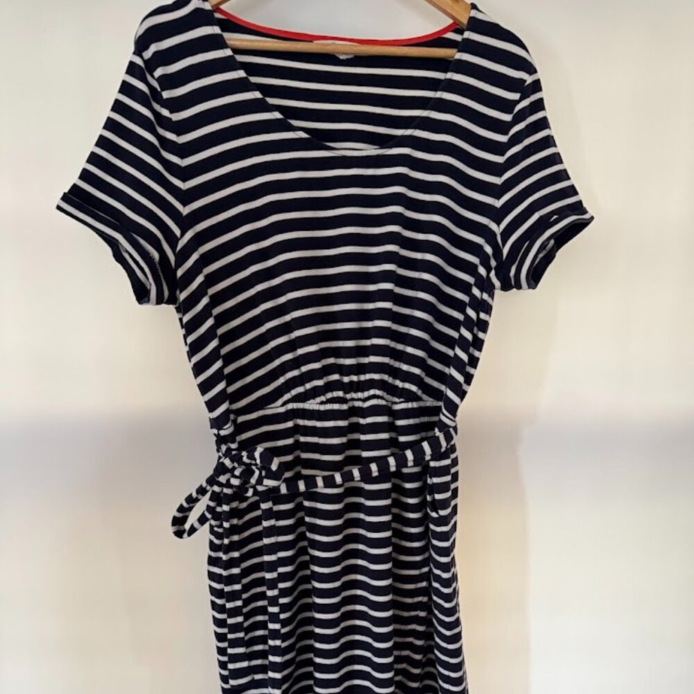 Boden Navy and White Striped Dress